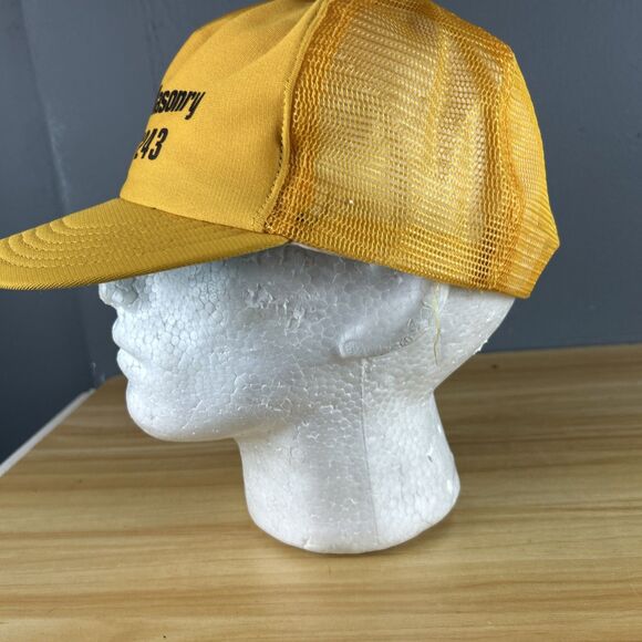 Hayes Masonry Trucker Hat Snapback Adjustable Cap Yellow - Picture 5 of 7